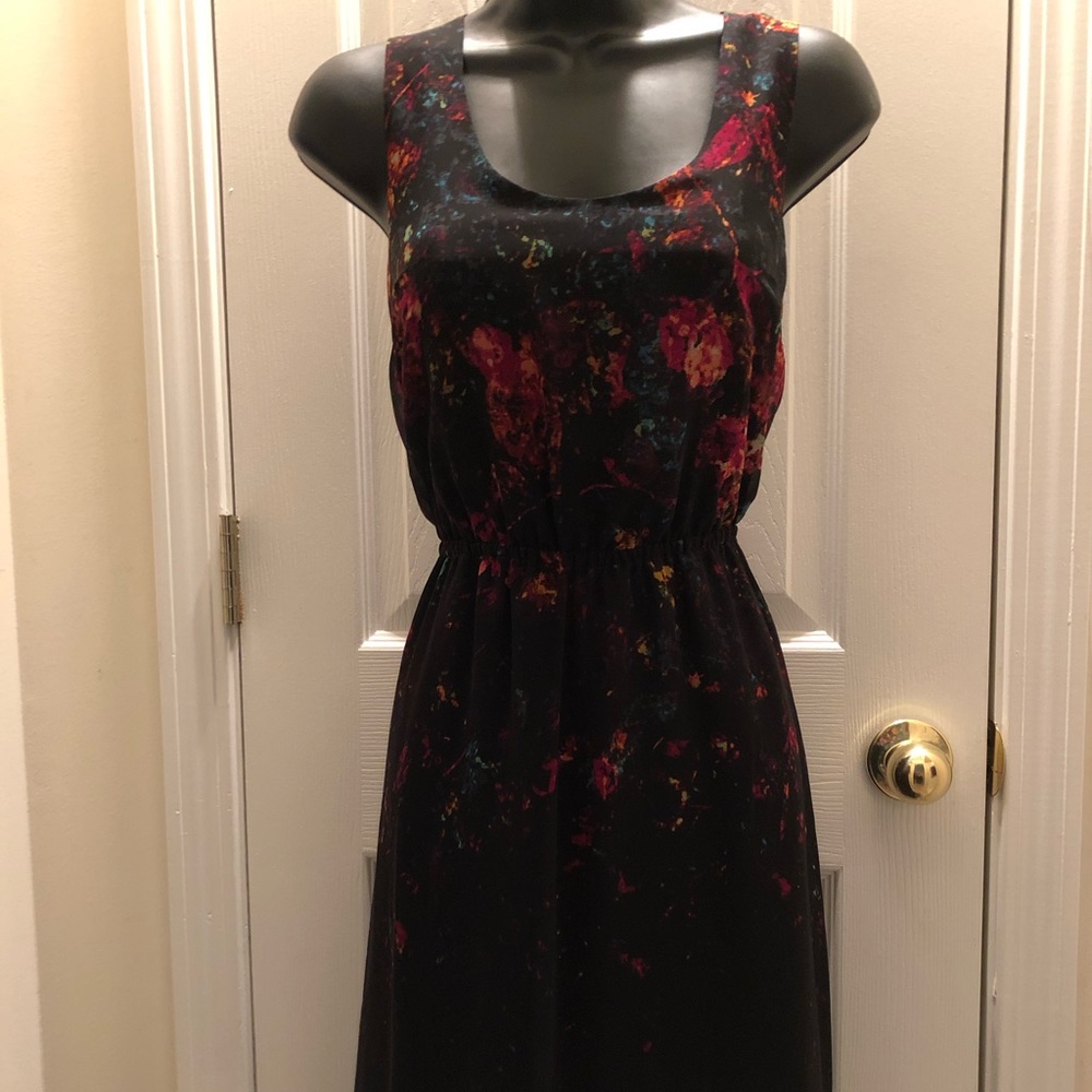 Mix & Match 2 for $20 Black Floral Rose Design Hi-Low Polyester Dress